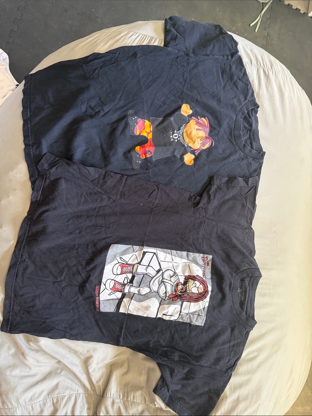 Black Graphic Tee with Colorful Character Print